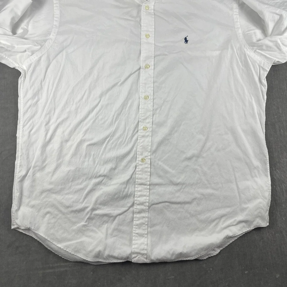 Polo Ralph Lauren Mens 17.5 34/35 White Button Down Yarmouth Shirt Logo